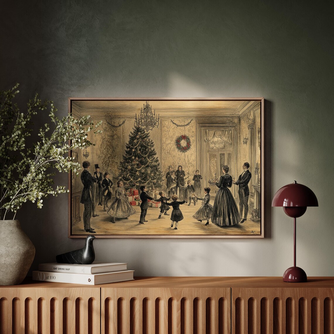 Vintage Christmas Eve Party Farmhouse Art Print - Image 3