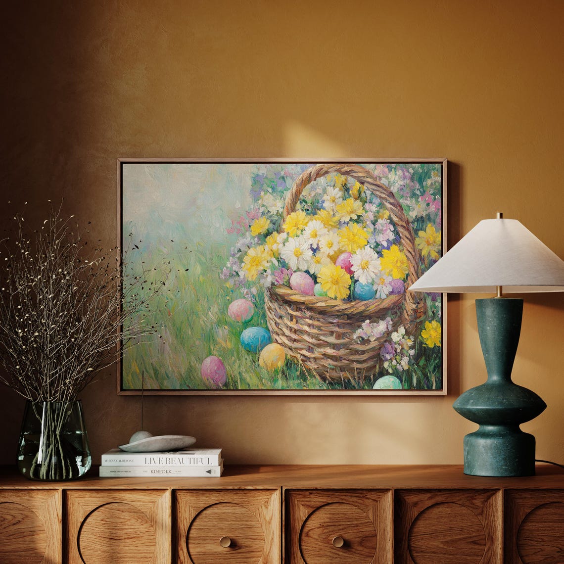 Easter Eggs Wildflower Basket Spring Meadow Vintage Painting Poster - Image 4