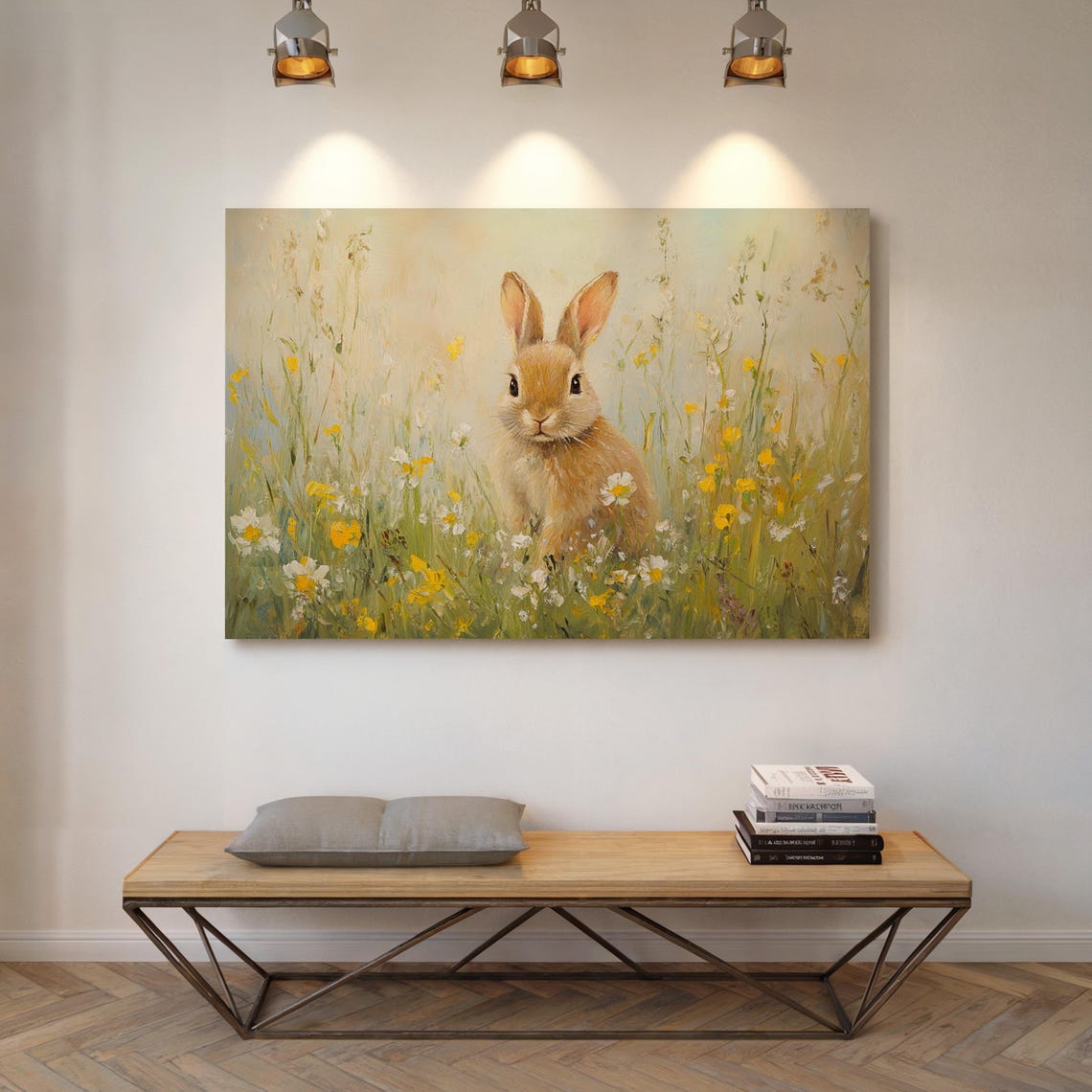Charming Bunny Rabbit in Wildflower Meadow Vintage Spring Poster - Image 6