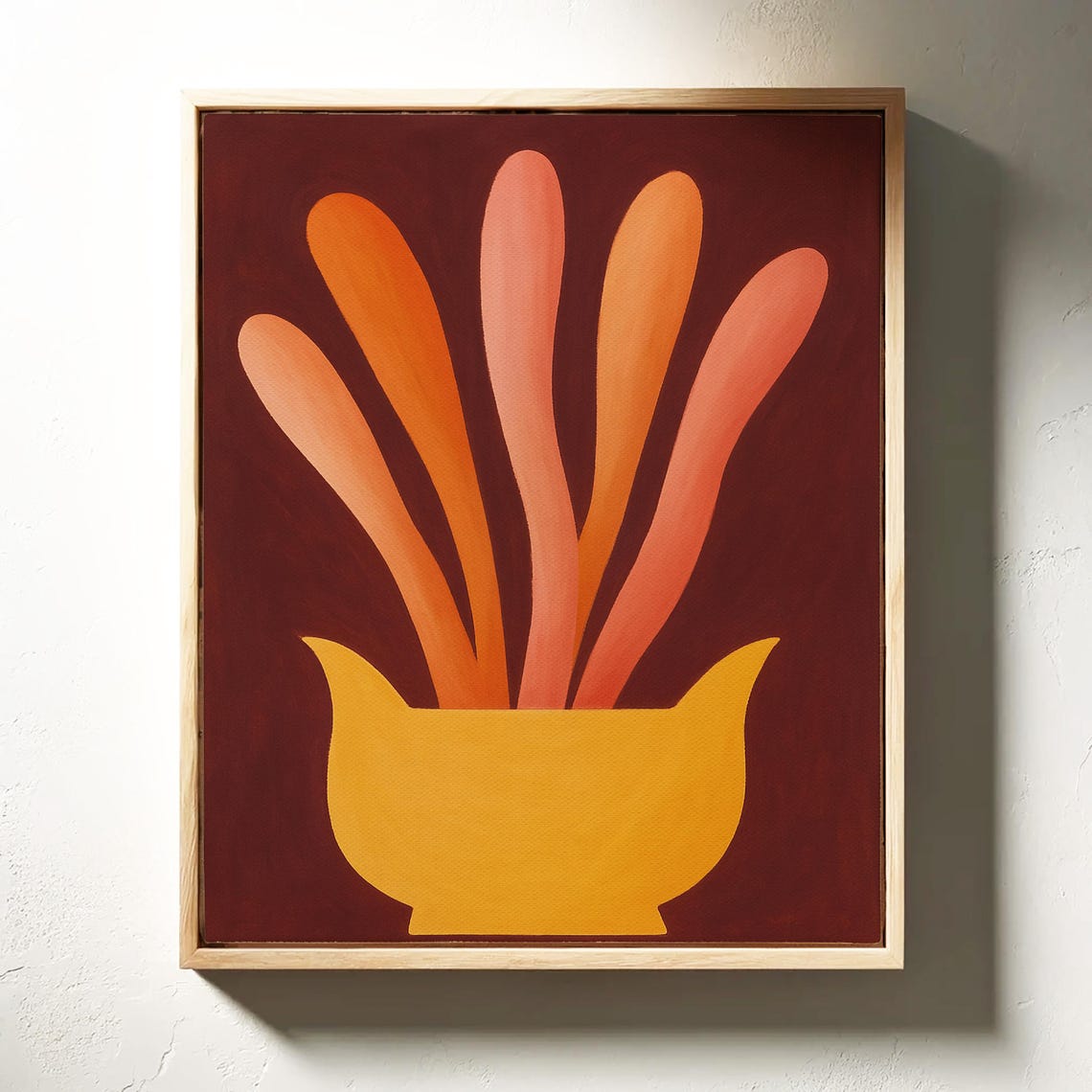 Bold Abstract Vase With Radiant Orange Blooms