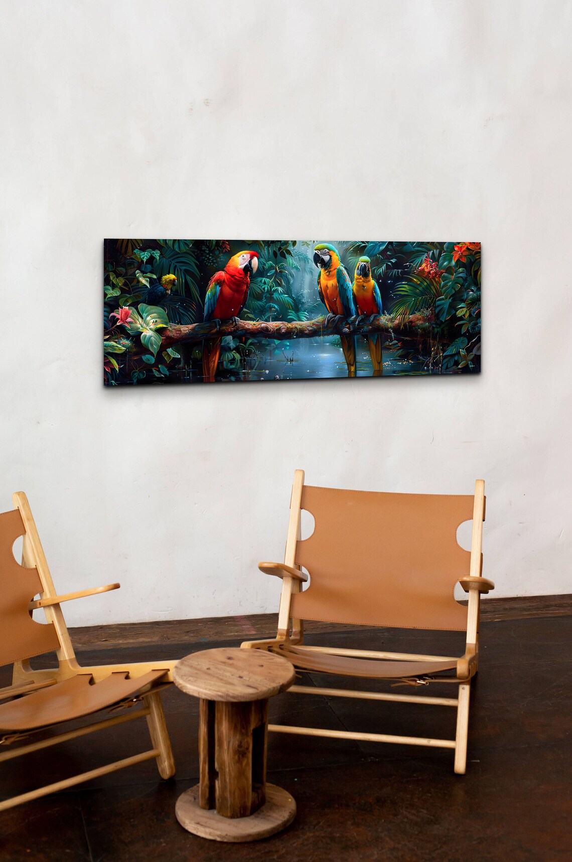 Colorful Macaw Parrots On Rainforest Branch Tropical Art Poster - Image 5