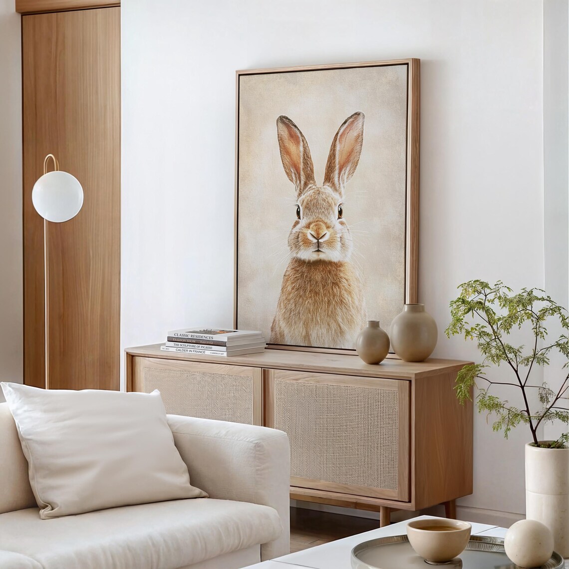 Rustic Bunny Portrait, Whimsical Animal Art Print - Image 4