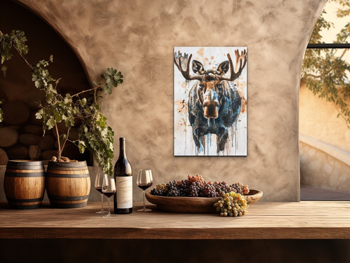 Watercolor Moose, Portrait Wall Art Print - Image 7