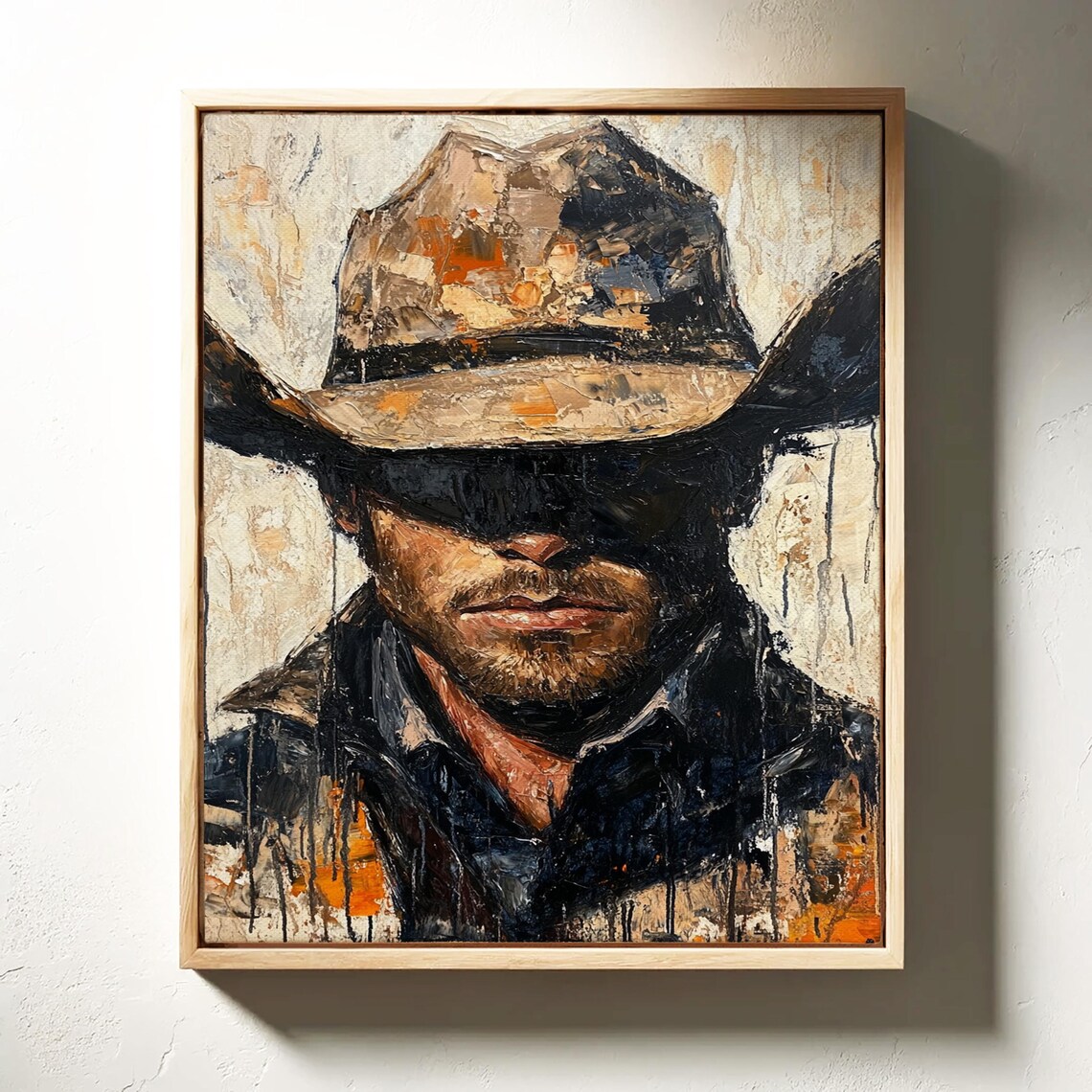 Western Cowboy Portrait, Rustic Country Wall Art Print - Image 4