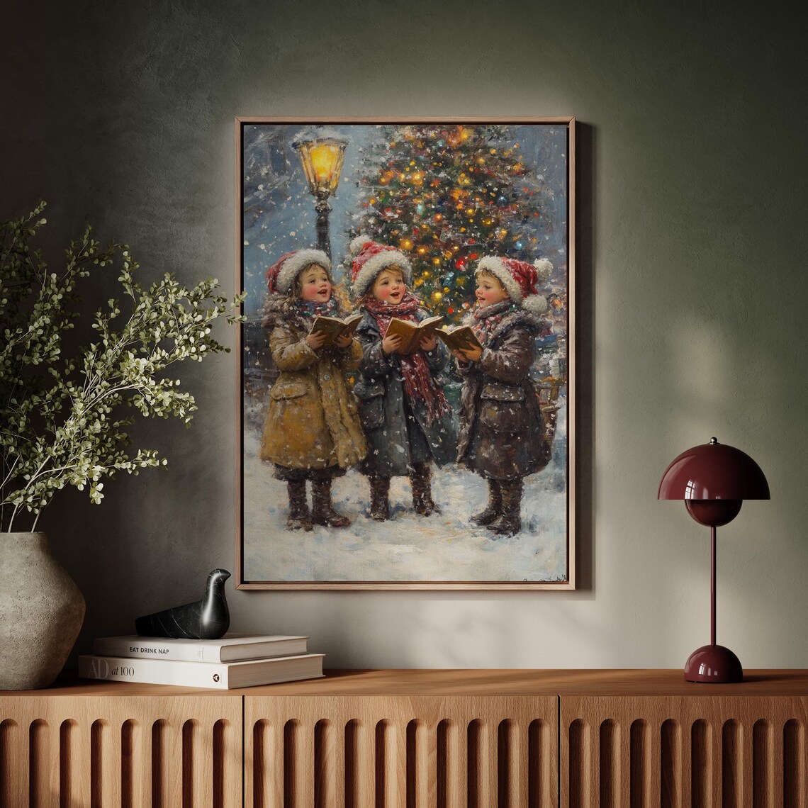 Victorian Christmas Carolers Snowy Night Vintage Holiday Poster - Image 7