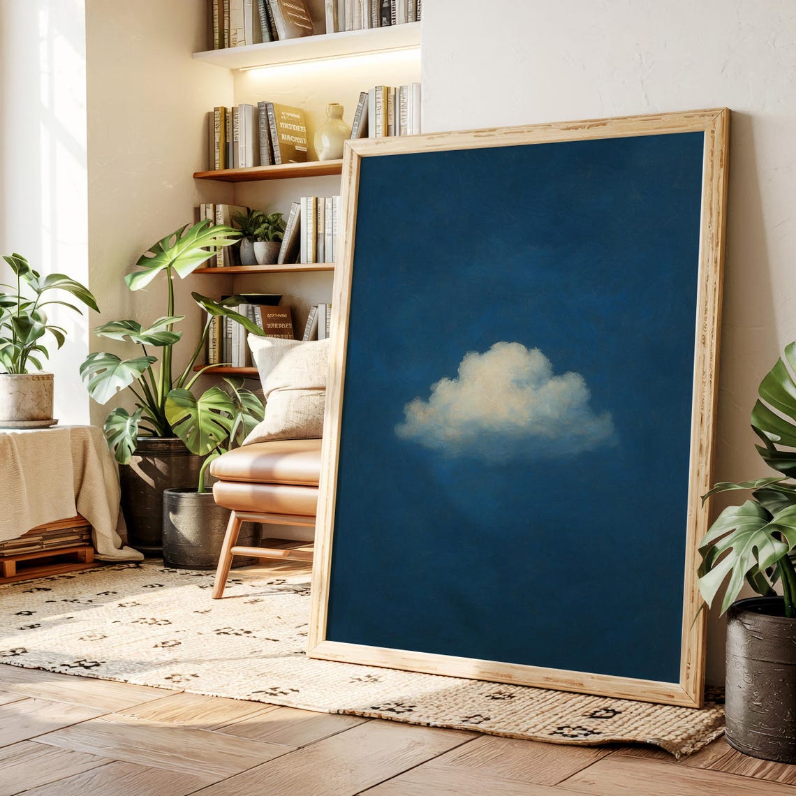 Minimalist Cloud Deep Blue Canvas Moody Atmospheric Sky Poster