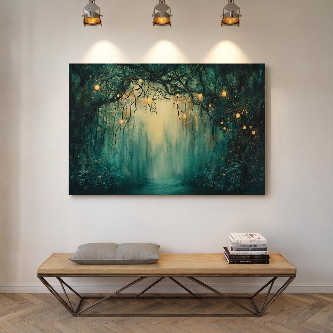 Magical Forest Glow Art Print, Enchanted Woodland Path - Image 6