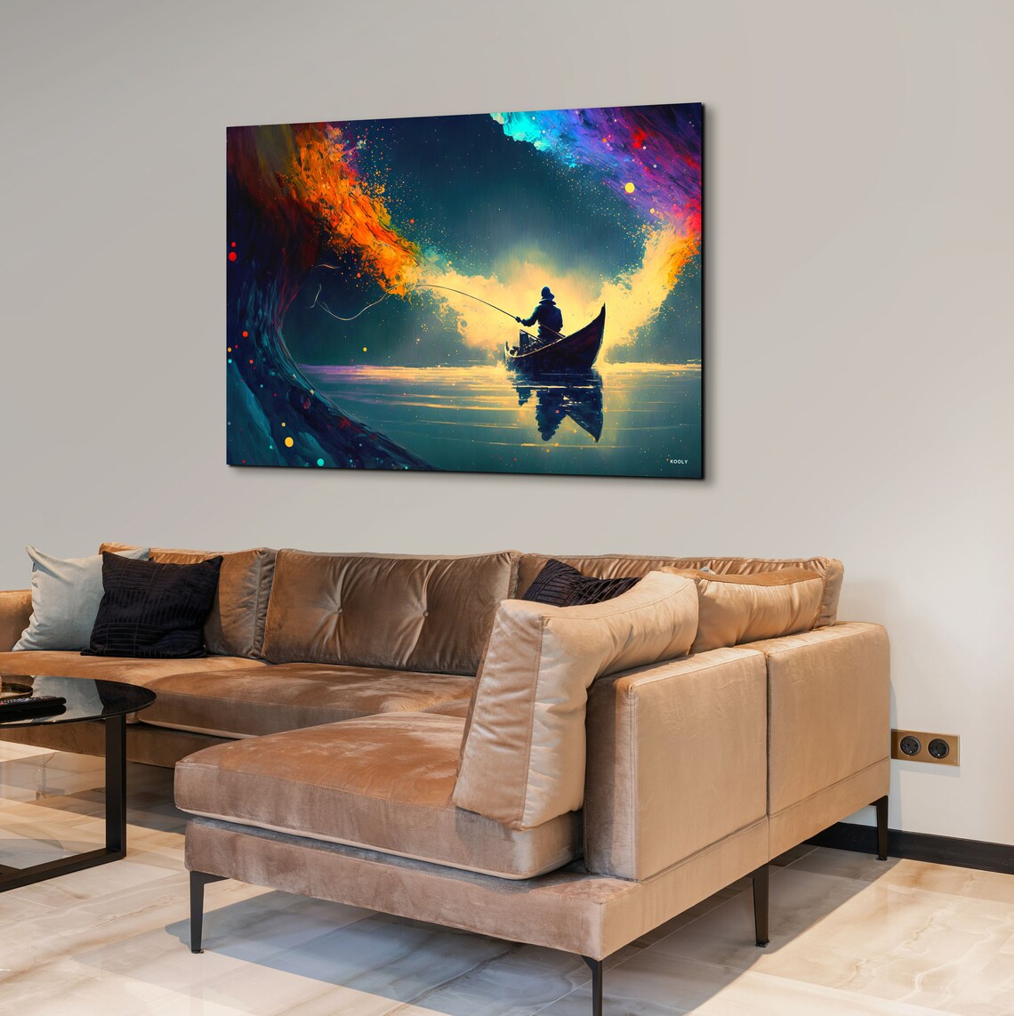 Cosmic Fisherman Ocean Boat Starry Night Galaxy Painting Poster - Image 6