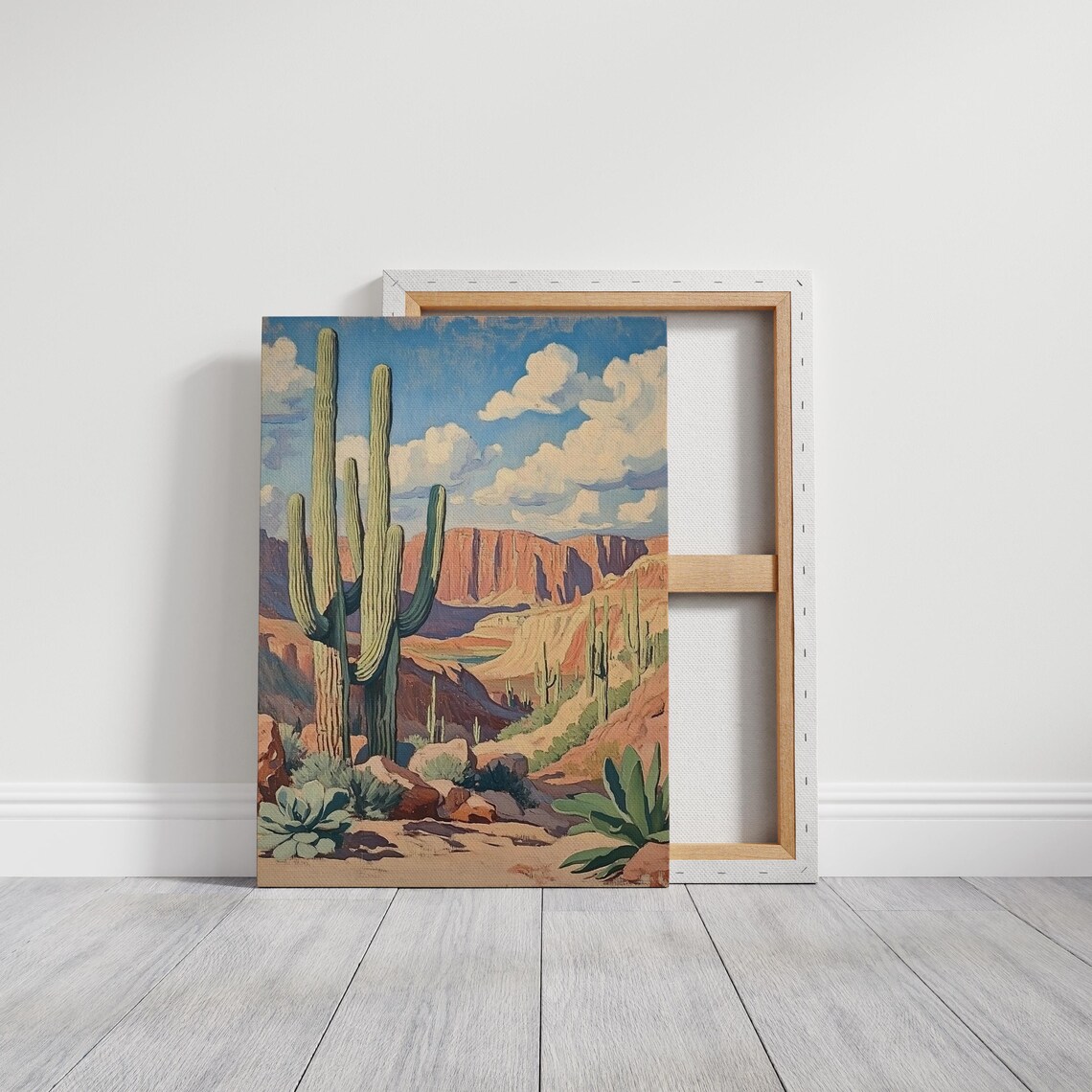 Vintage Saguaro Cactus Desert Landscape Red Rock Canyon Poster - Image 3