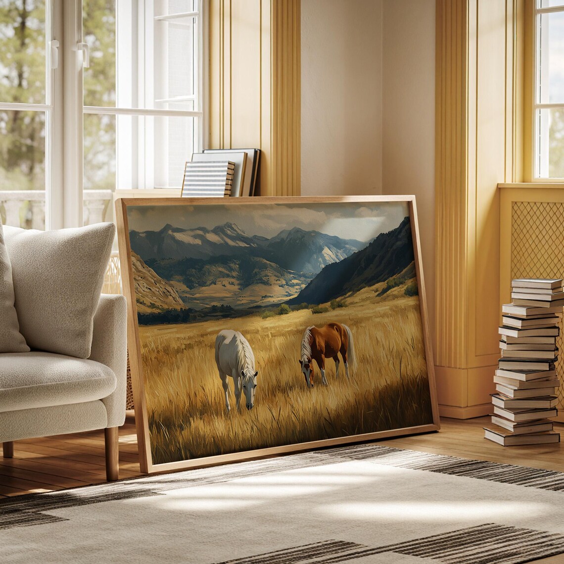 Wild Horses, Rustic Farmhouse Equestrian Art Print