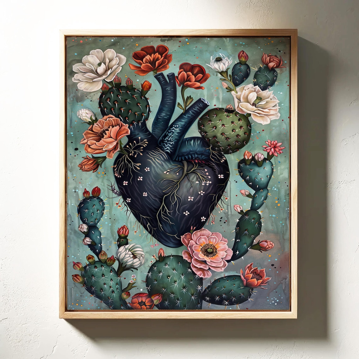Black Thorned Cactus Heart Southwestern Wall Art - Image 3