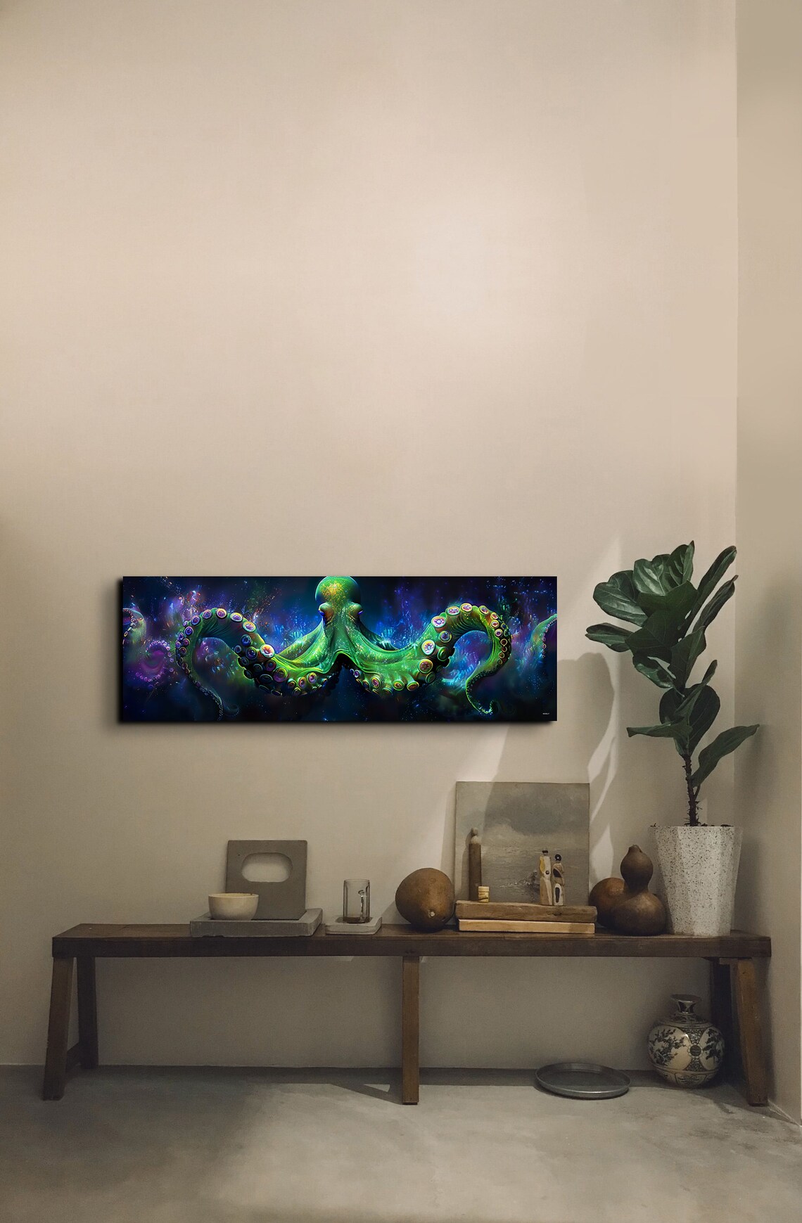 Luminescent Octopus Art Print, Contemporary Sea Life - Image 4