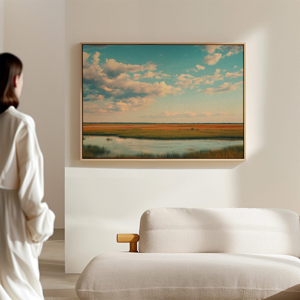 Serene Marshland Art Golden Hour Wetlands With Vibrant Clouds And Tranquil Water Reflection Nature Wall Decor - Image 4