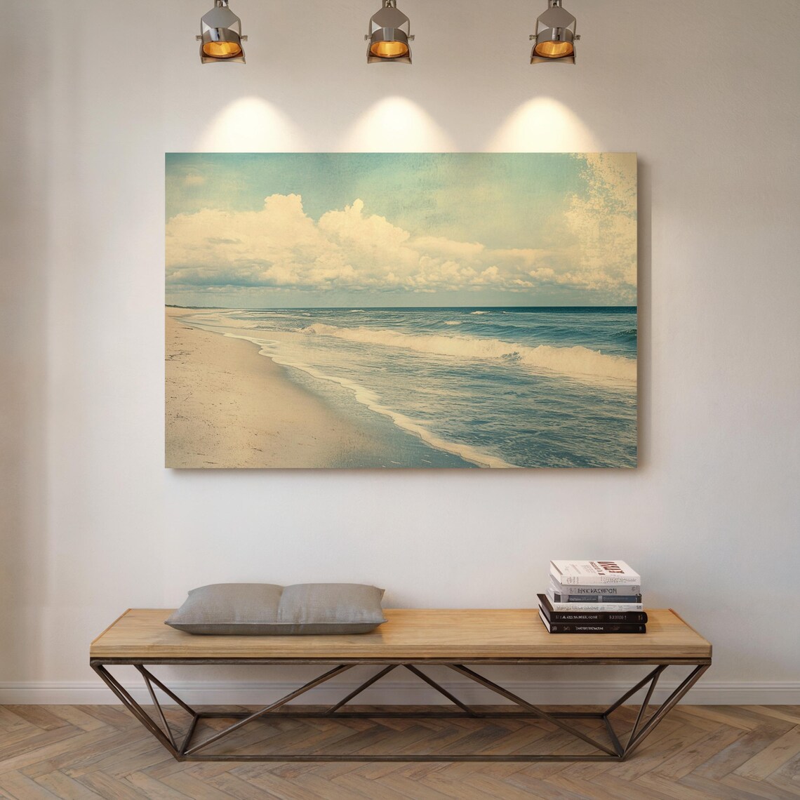 Vintage Coastal Ocean Beach Scene Wall Art Print - Image 5