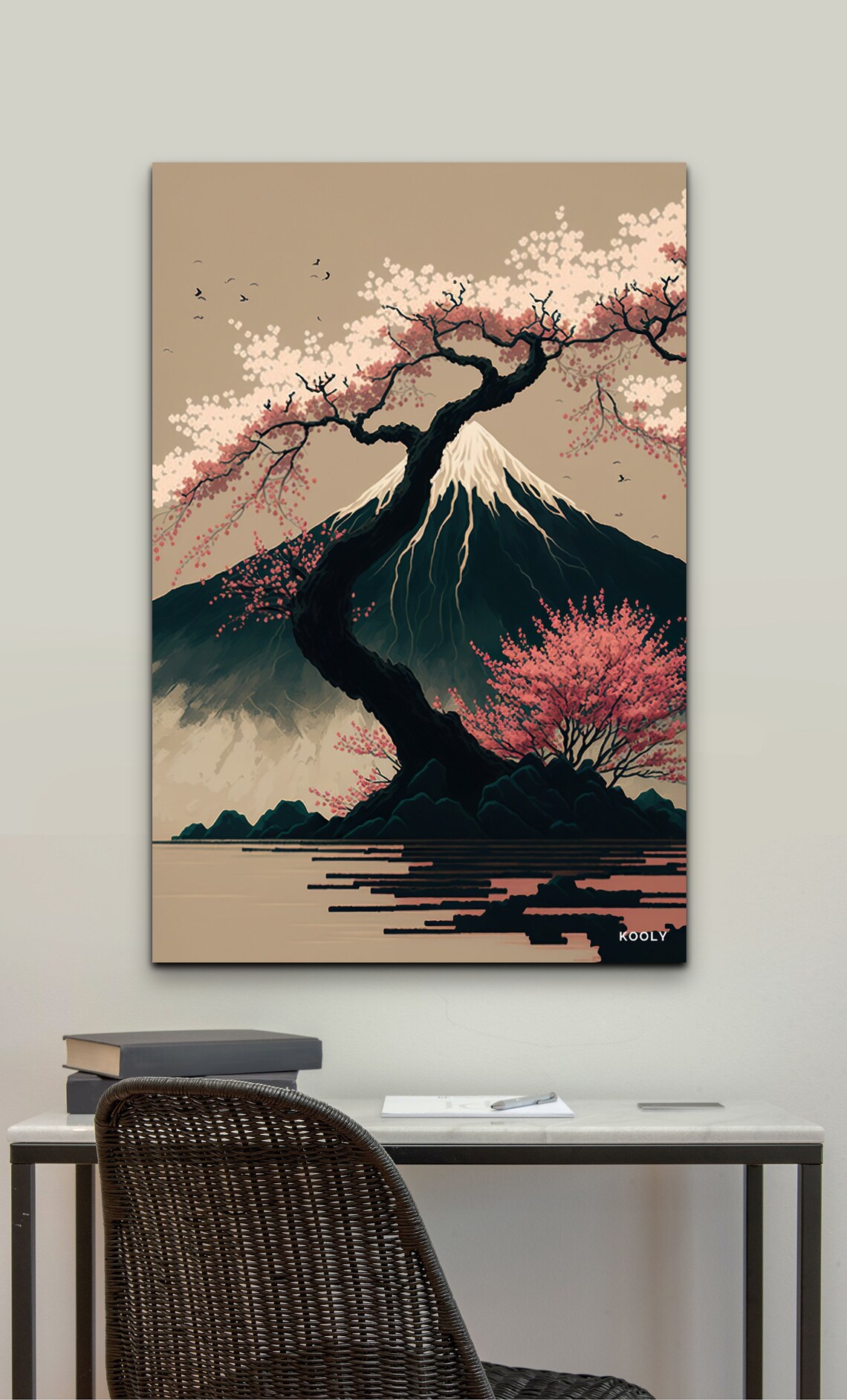 Cherry Blossom Japanese Style Mountain Landscape - Image 4