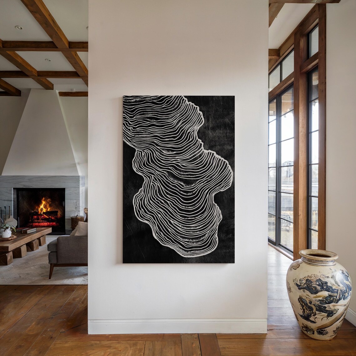 Abstract Wavy Line Art, Minimalist Wall Art Print