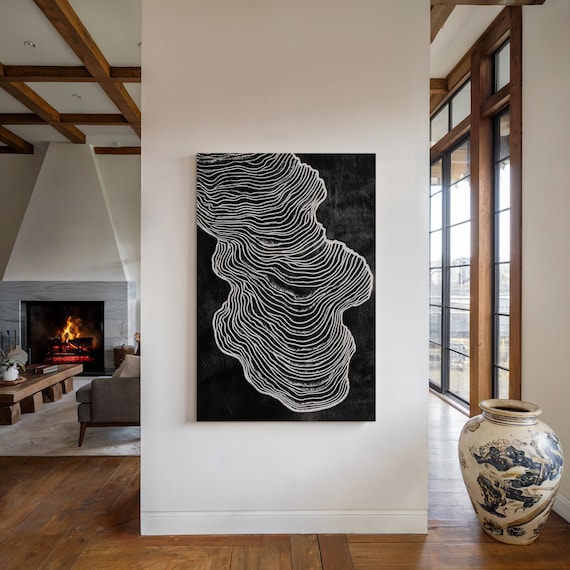 Abstract Wavy Line Art, Minimalist Wall Art Print