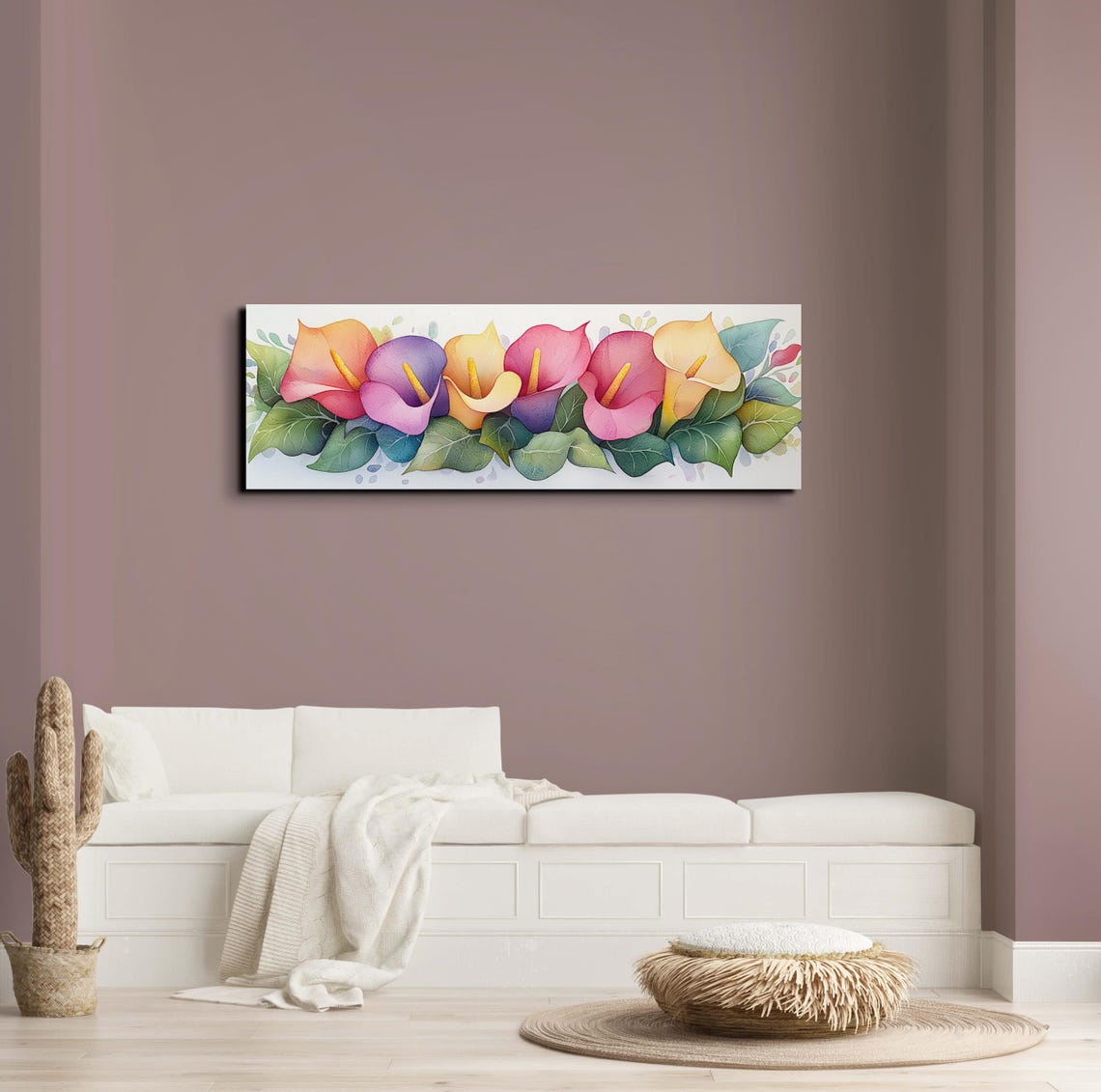 Bright Watercolor Calla Lilies Orange Pink Purple Blooms Poster - Image 4
