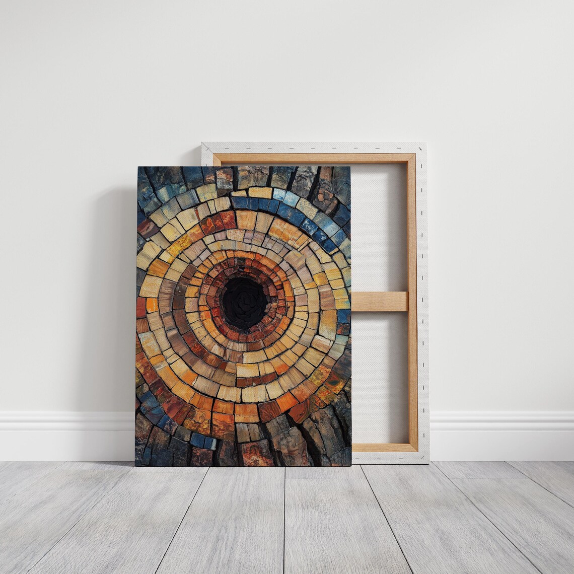 Mosaic Tree Ring Art, Rustic Natural Wall Art - Image 4