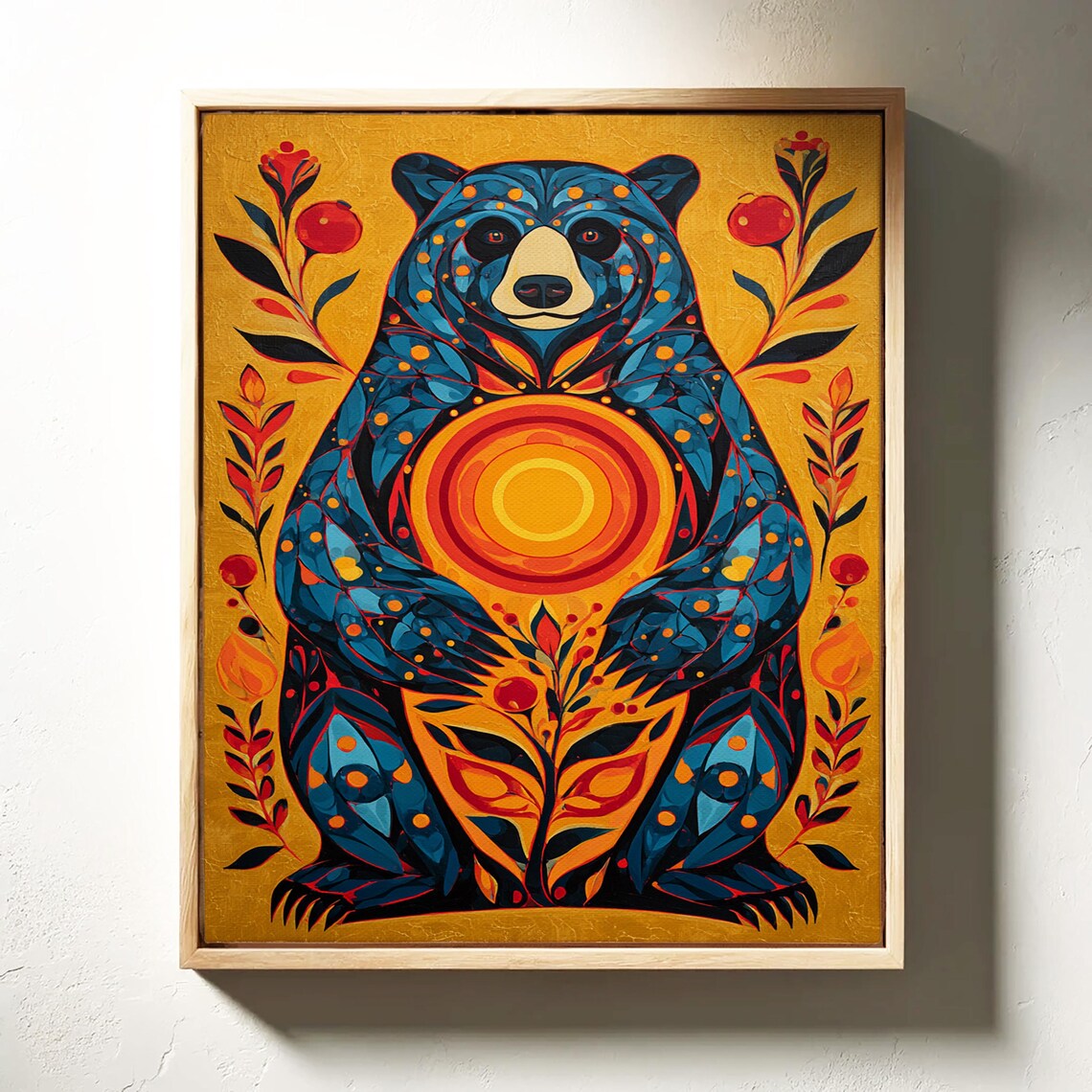 Spirit Bear With Sun Symbol Tribal Art Print