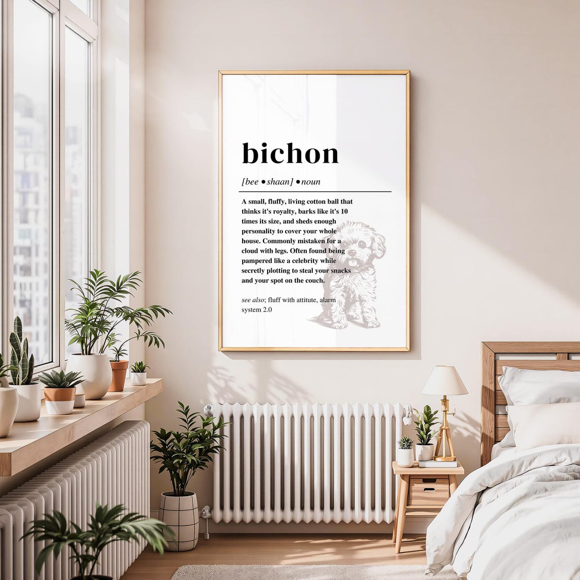 Bichon Frise Dictionary Definition Funny Dog Lover Gift Art Poster