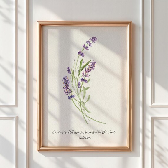 Lavender Botanical Quote Poster, Minimalist Farmhouse Style