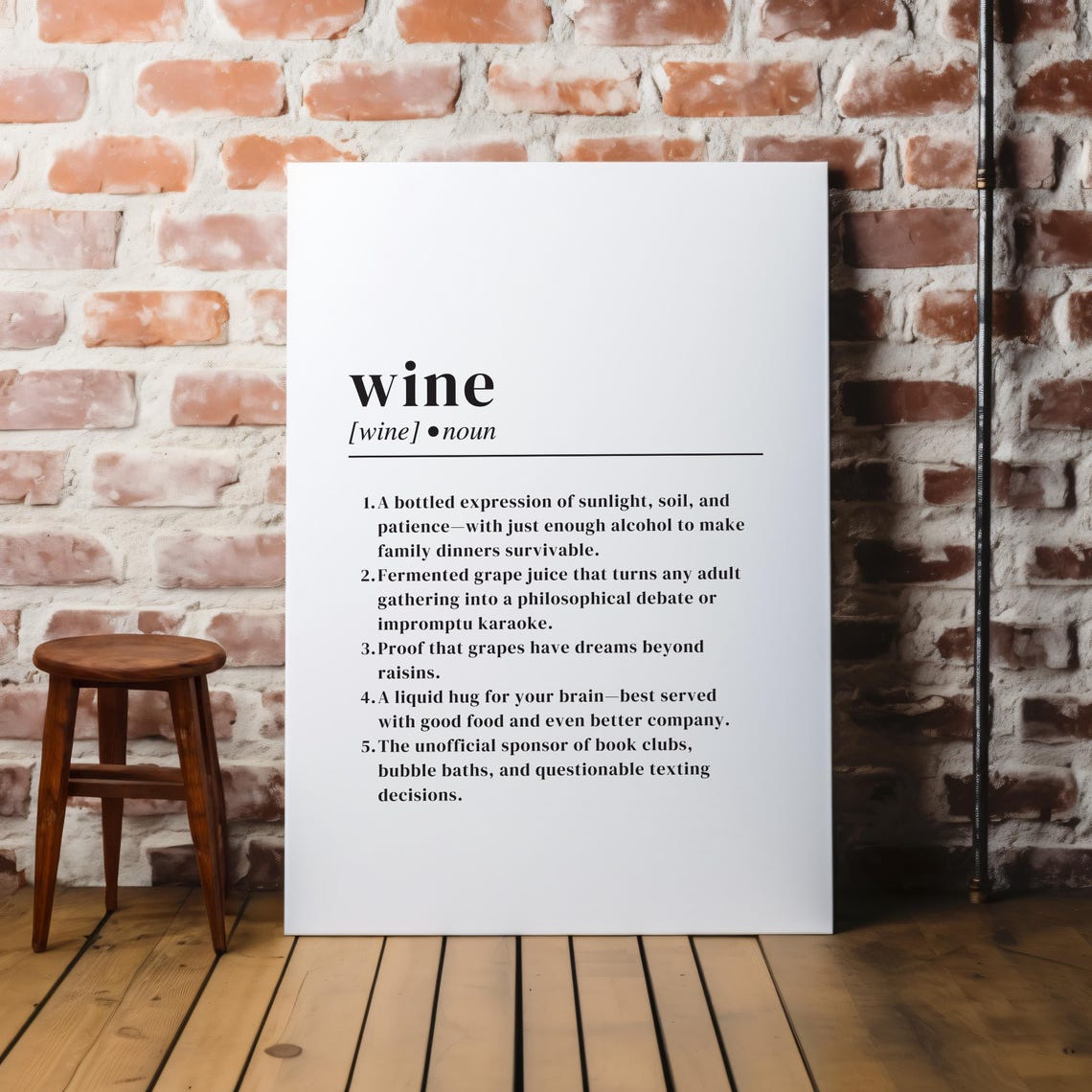 Funny Wine Definition Dictionary Style Kitchen Bar Gift Poster