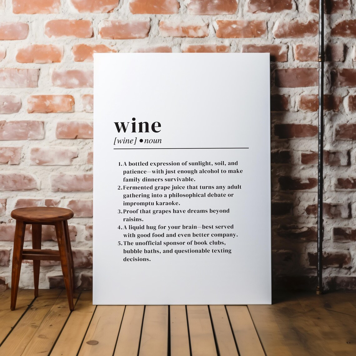 Minimalist Wine Definition Art Print Modern Kitchen Decor