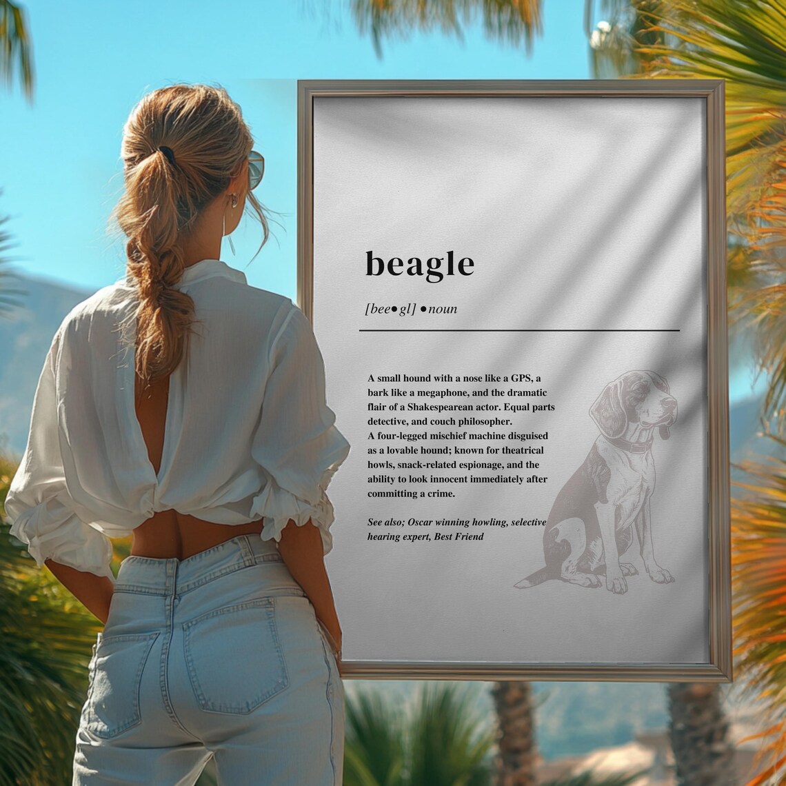 Beagle Definition Print, Minimalist Dog Art