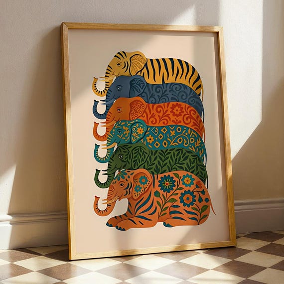 Elephant Nursery Poster, Safari Baby Room Decor