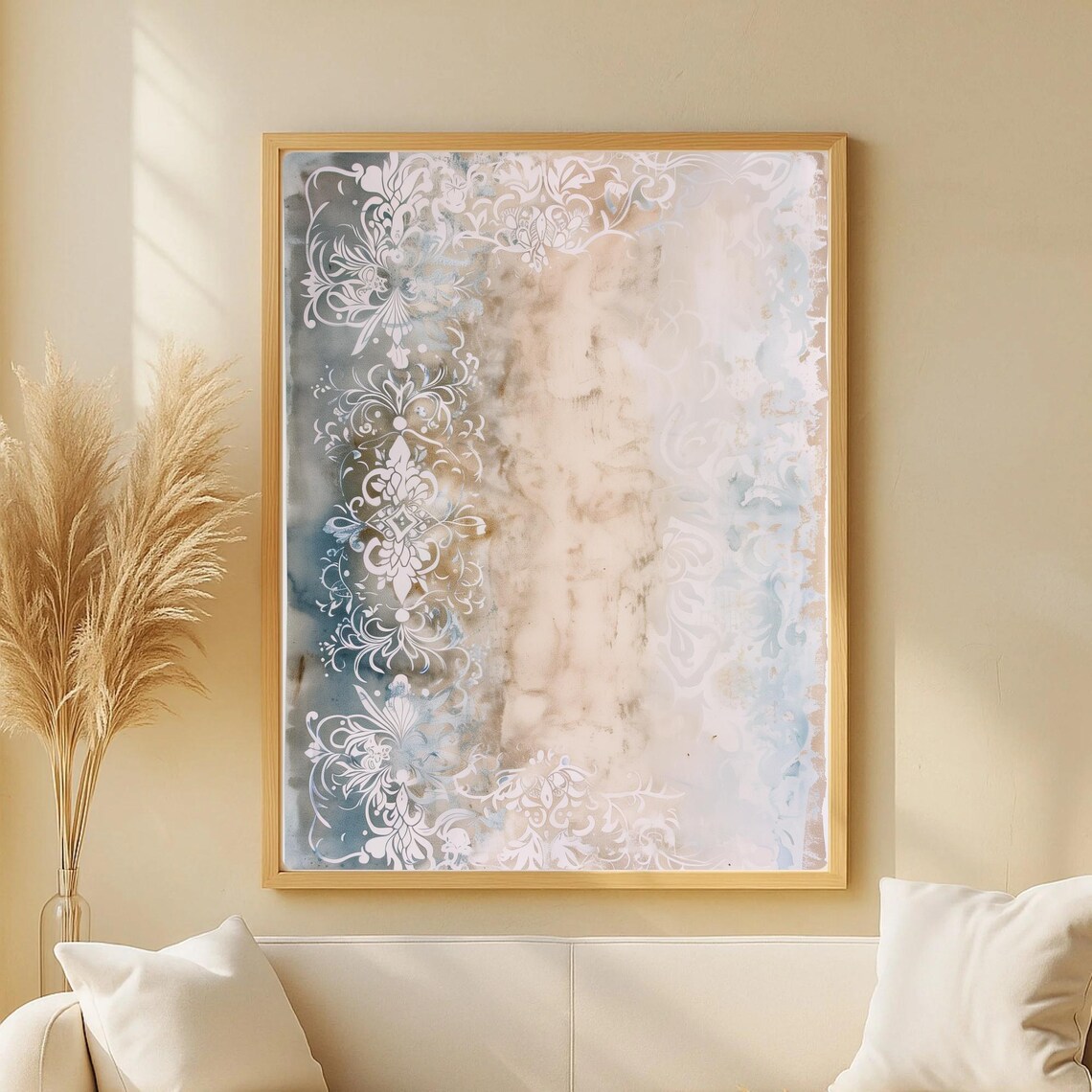 Arabesque Pattern Art Print, Japandi Floral
