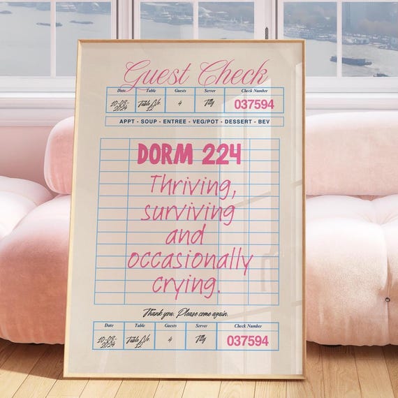 Custom Dorm Room Guest Check Art Funny College Wall Print 5 Star Review Poster Preppy Trendy