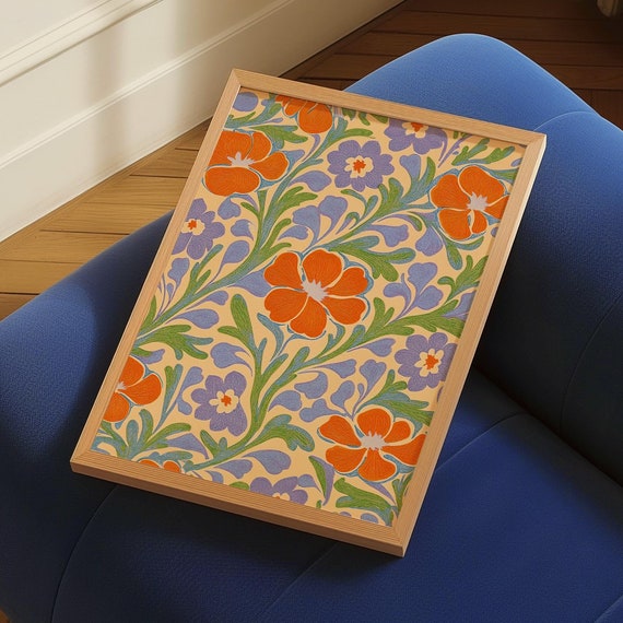 Artful Floral Print, Antique Style Cottage Core