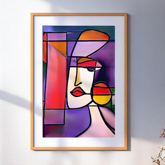 Abstract Cubist Artwork Colorful Modern Art Print Inspired By Picasso And Cubism Geometric Portrait Wall Decor For Home Or Office
