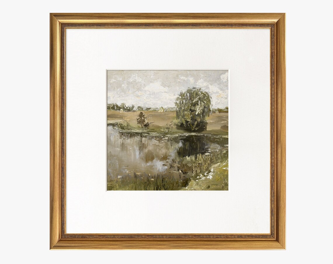Green Meadow Landscape, Transitional Decor Art Print