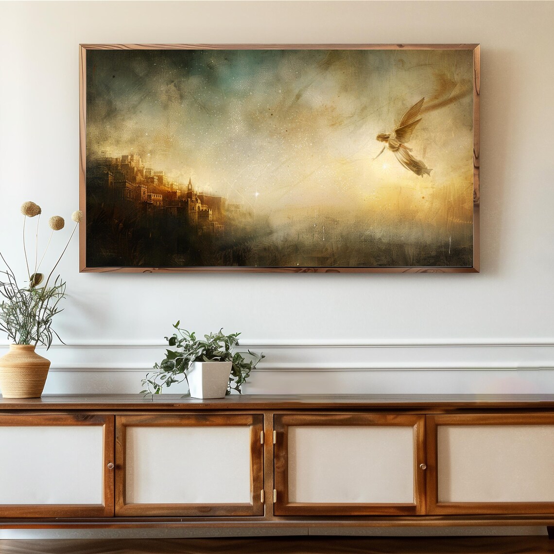 Christmas Nativity Scene Star Of Bethlehem Angel Religious Art Poster