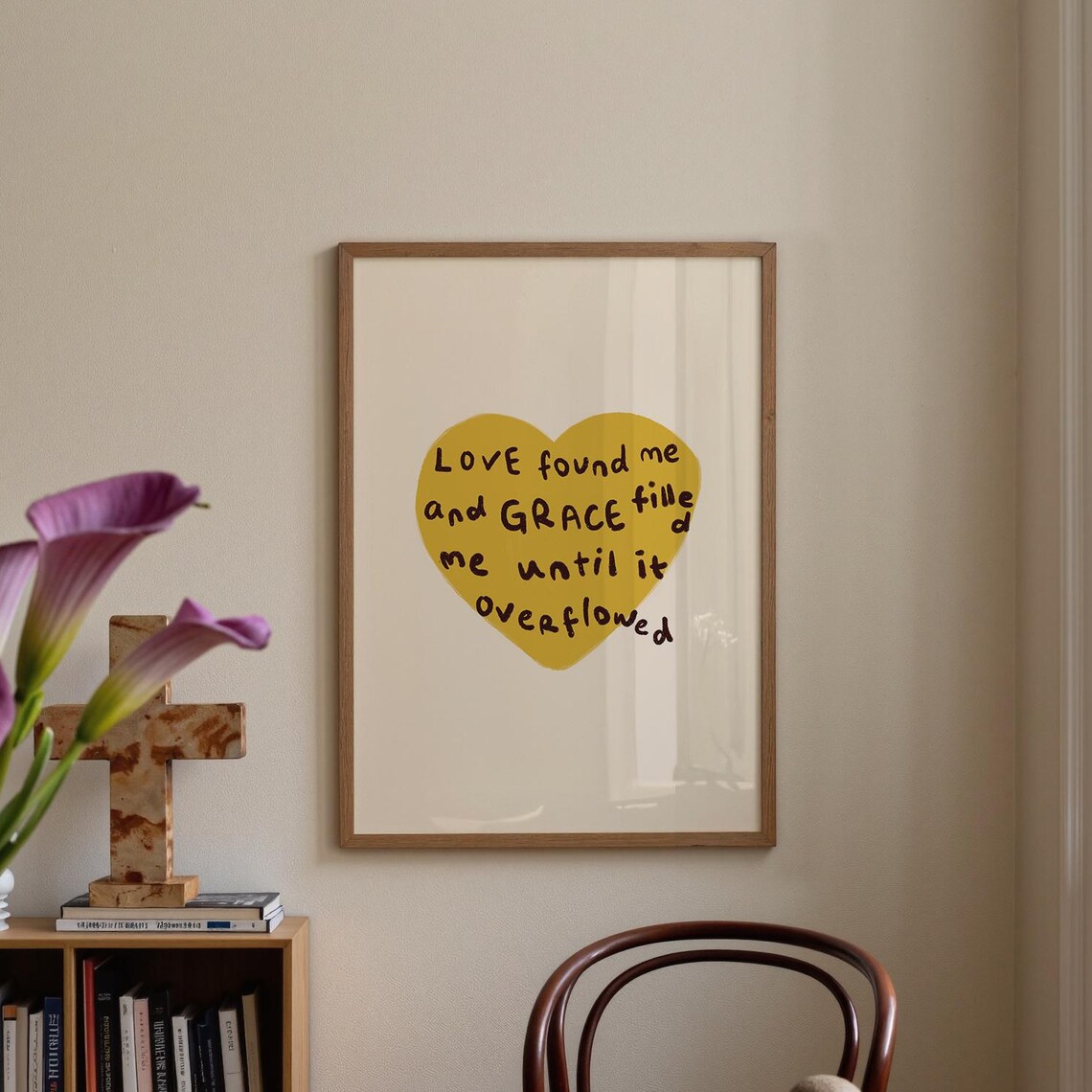 Yellow Heart Handdrawn Typography Poster