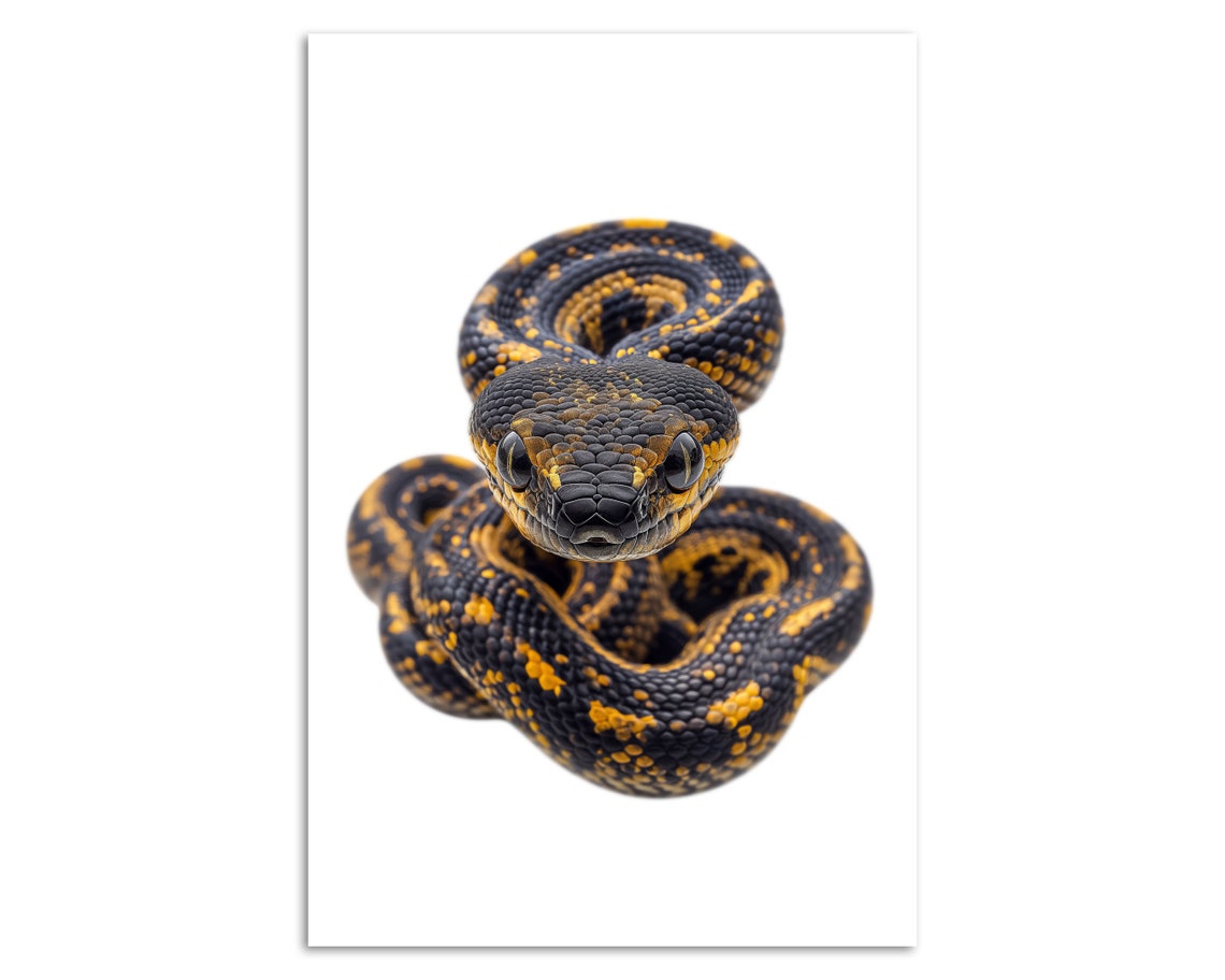 Golden Patterned Snake Head On White Bold Reptile Wall Art Print - Image 4
