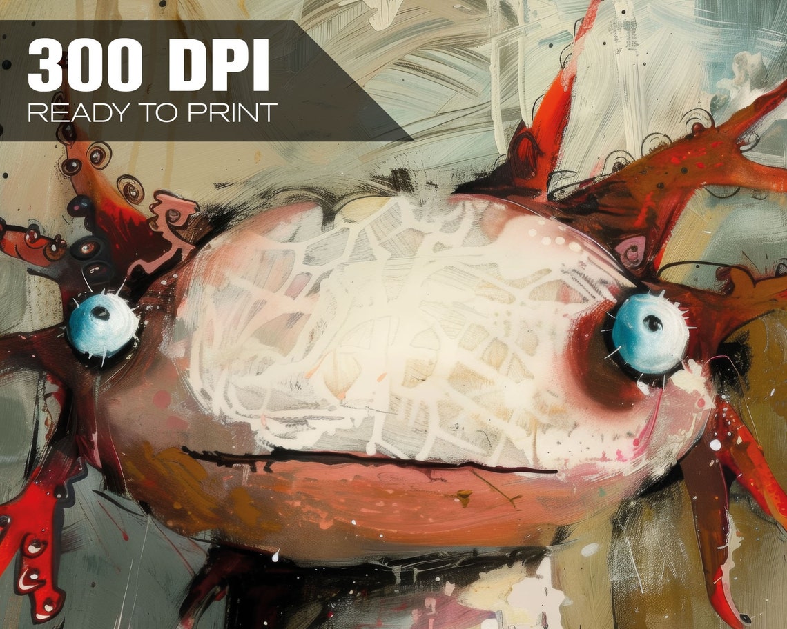 Crazy Creatures Axolotl Whimsical Funny Amphibian Abstract Art Poster - Image 4
