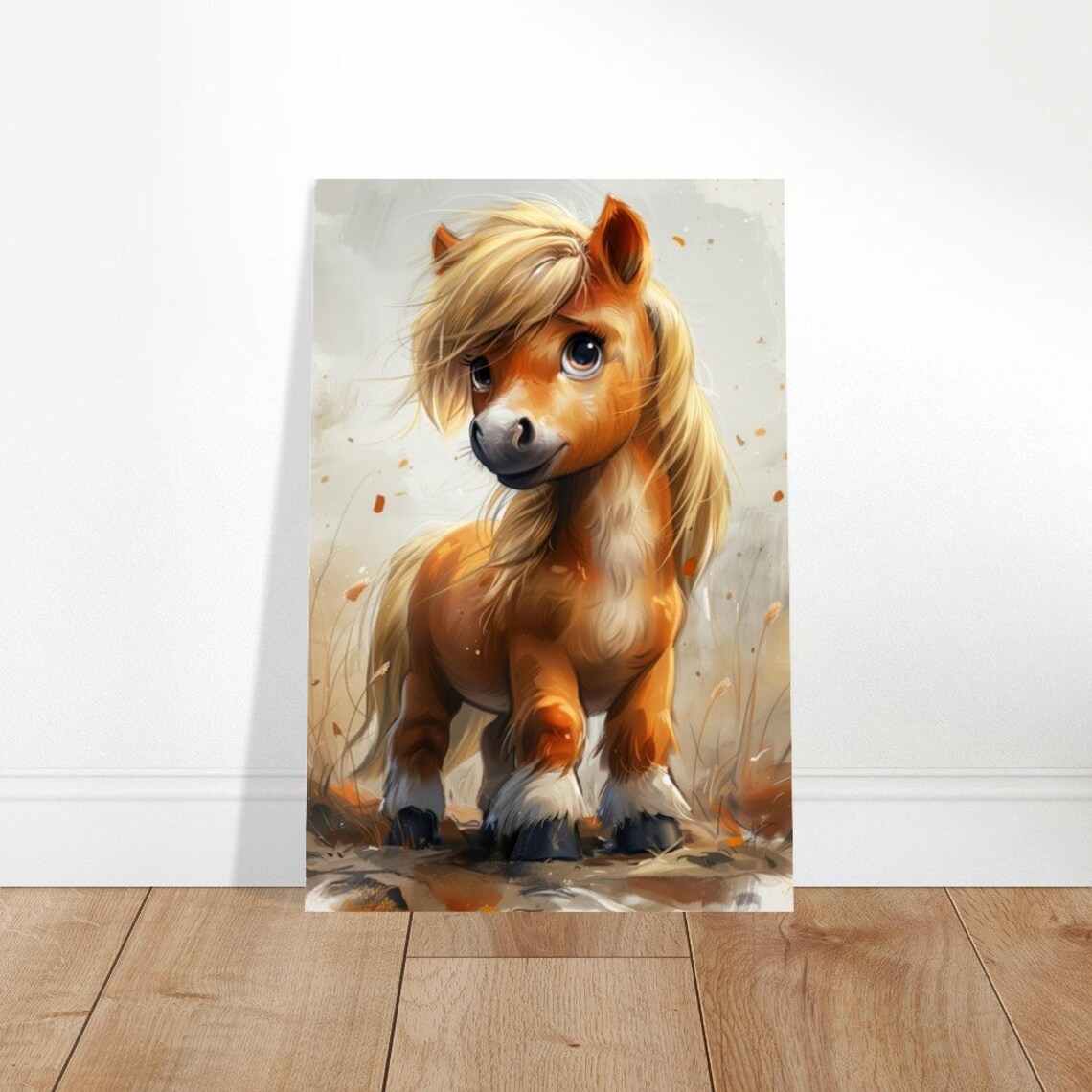 Cute Baby Pony Long Blonde Mane Sweet Foal Nursery Animal Poster - Image 4