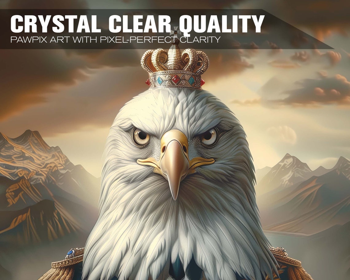 Bald Eagle Royal Crown Portrait Regal Bird Fantasy Wall Art Poster - Image 3