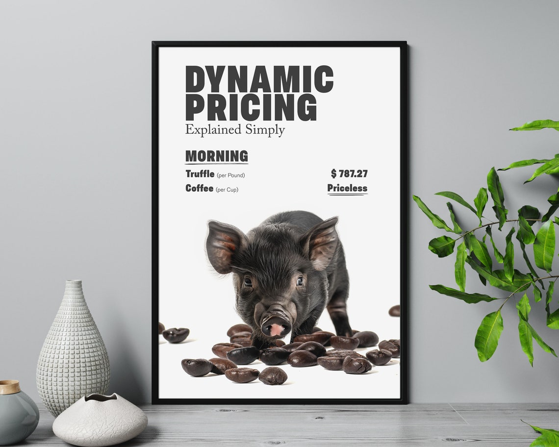 Funny Dynamic Pricing Coffee Truffle Pig Poster Kitchen Decor - Image 4