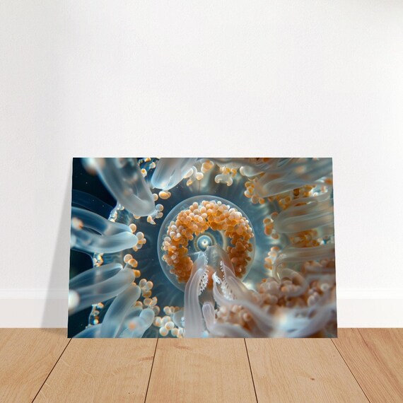 Jellyfish Macro Photo Translucent Tentacles Abstract Ocean Wall Art Poster