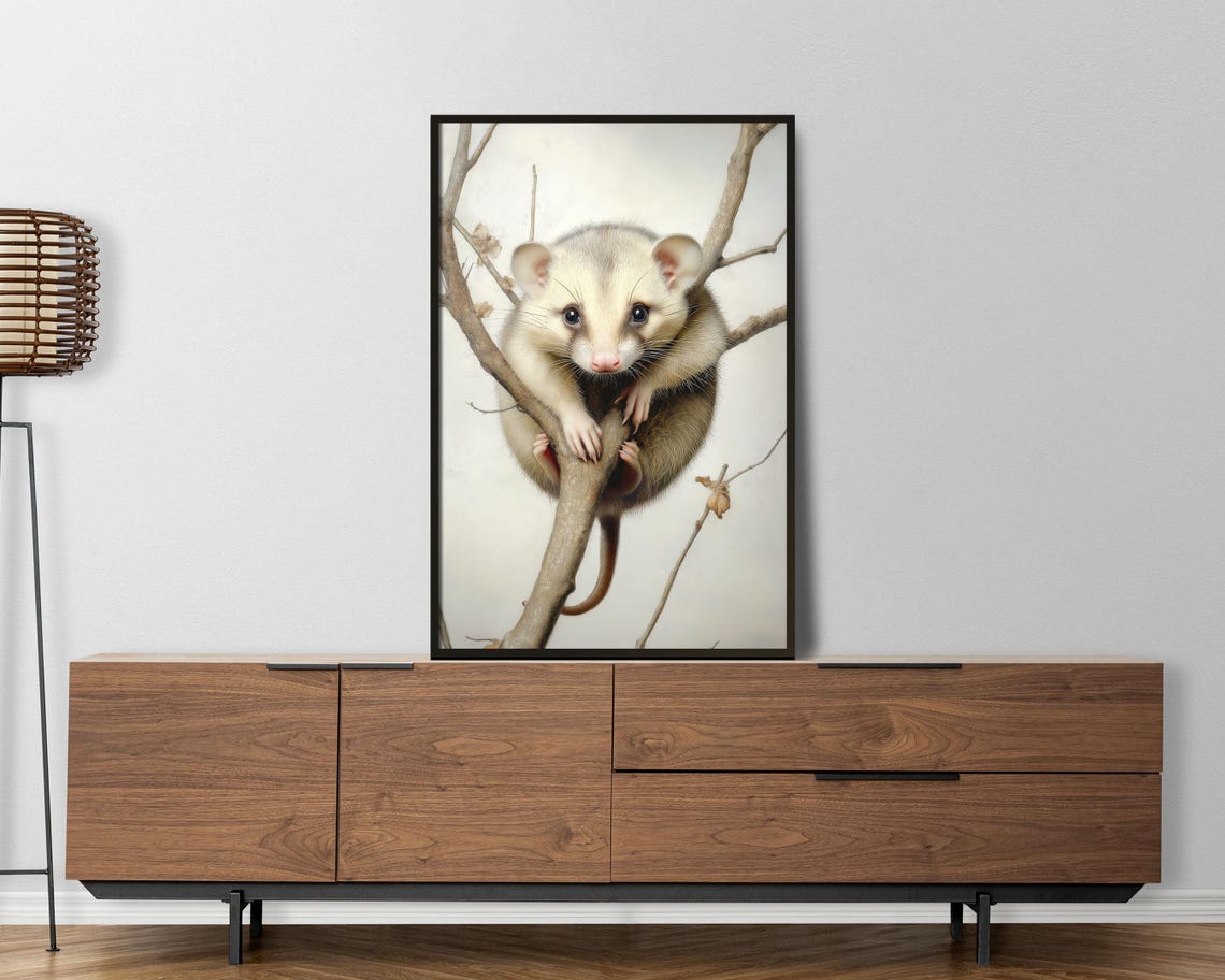 Possum Climbing Tree Branch Delicate Watercolor Wildlife Art Poster - Image 6