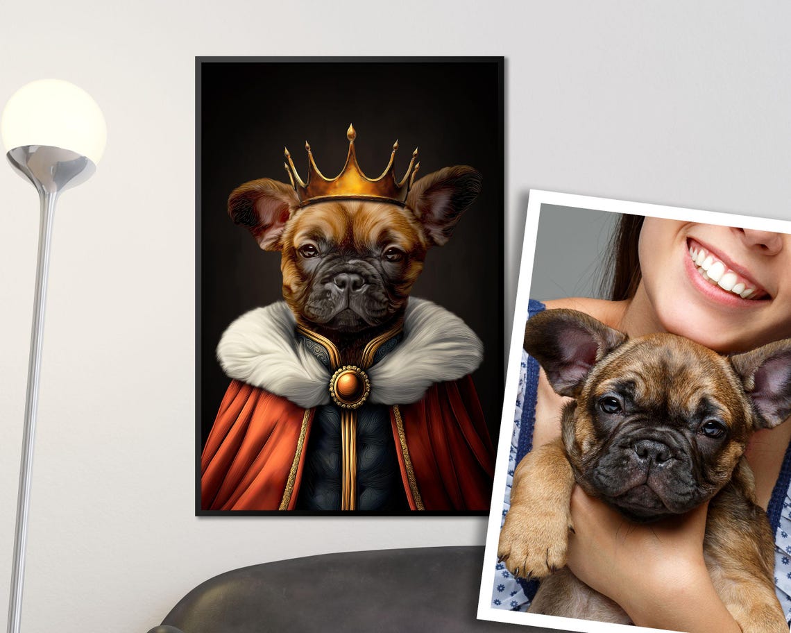 Custom Dachshund Royal King Crown Robe Regal Pet Portrait Art Poster - Image 2
