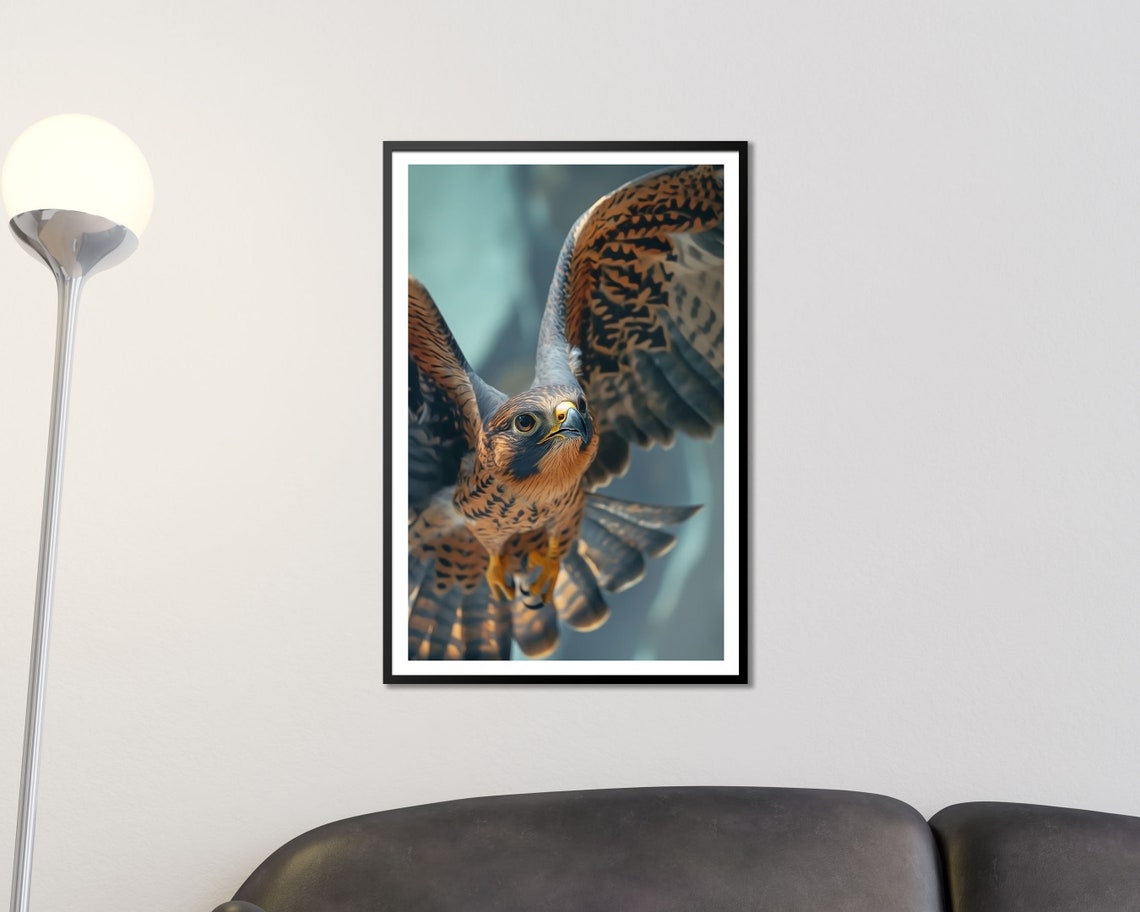 Falcon Diving Close-Up Bird Of Prey In Flight Wildlife Art Poster - Image 2