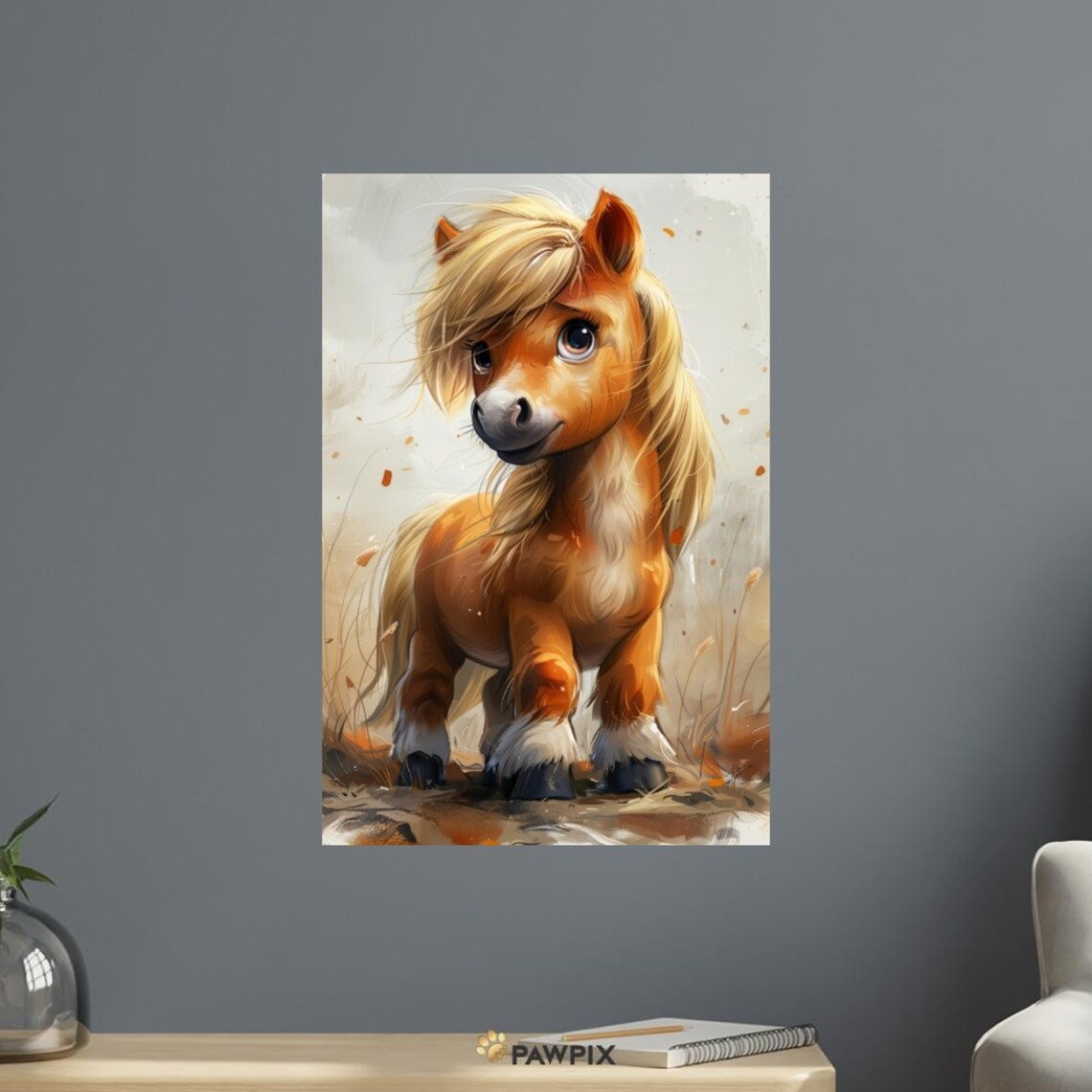 Cute Baby Pony Long Blonde Mane Sweet Foal Nursery Animal Poster - Image 2