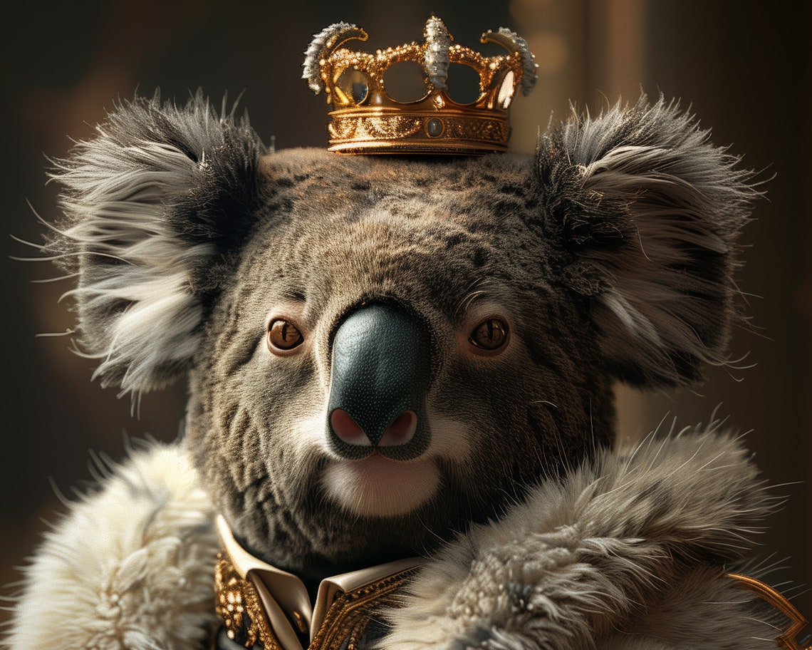 Royal Koala In Gold Crown Regal Marsupial Portrait Wall Art Poster - Image 5