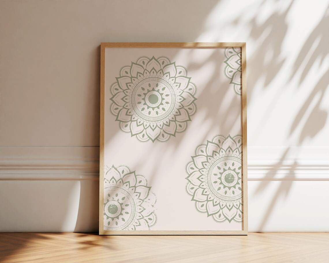 Boho Block Print Pattern Art Print, Bohemian Decor - Image 2