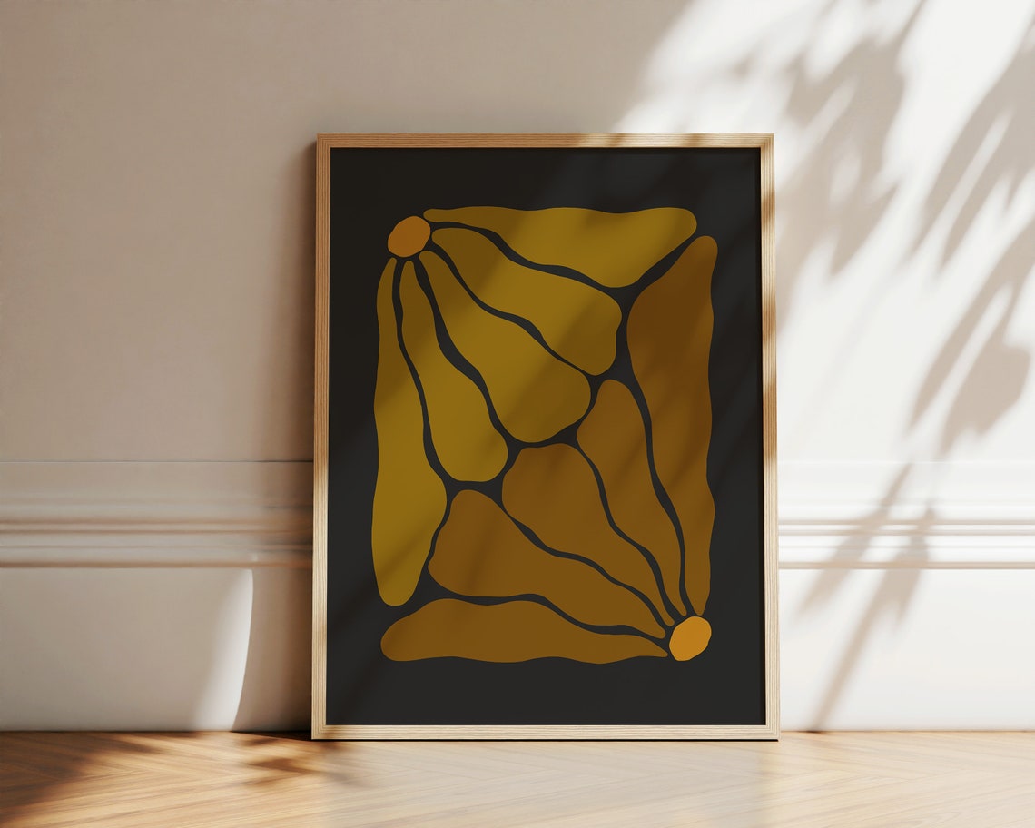 Olive Khaki Abstract Botanical Dark Black Organic Leaf Art Poster
